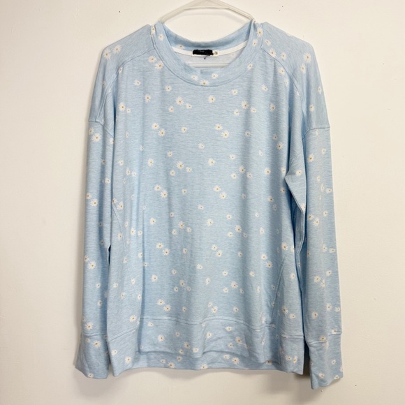 Emerson Road Pajama Shirt Womens Size Large Blue White Floral Long Sleeve - Picture 1 of 10